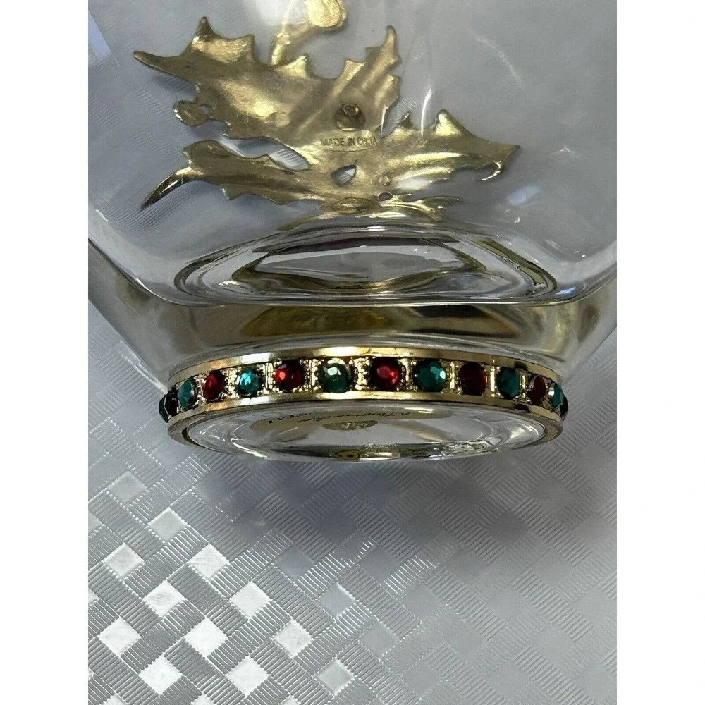 Christmas Vase Fine Bohemian 24% Lead Crystal Teleflora Jeweled Candy‎ Bowl